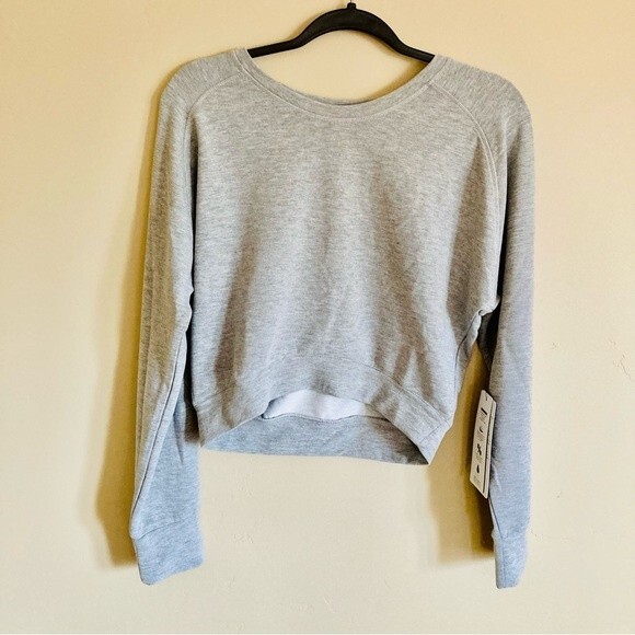 NEW Scorpio Sol Cropped Sweatshirt Super Soft Activewear Yoga Gray Size S - Picture 2 of 8